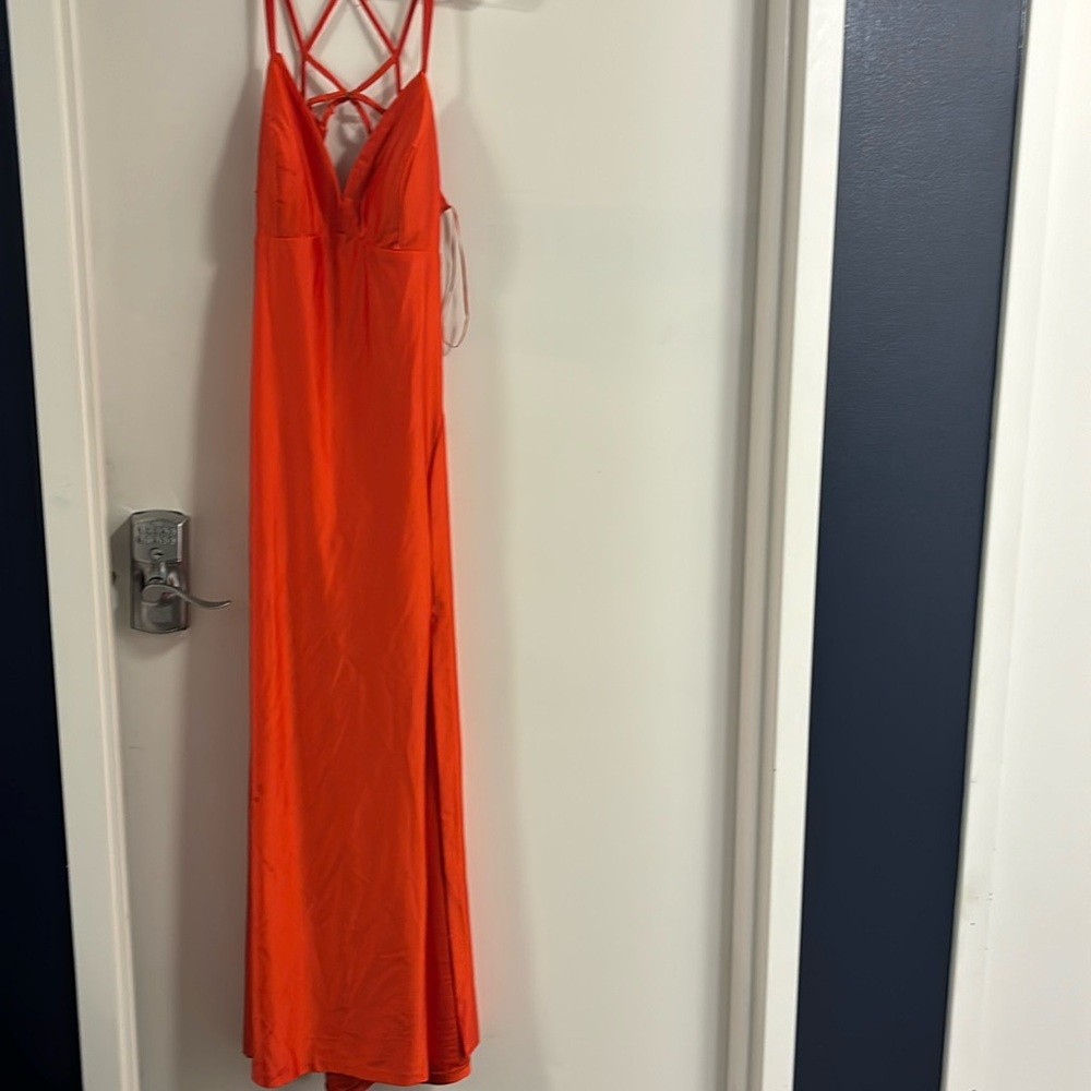 Long formal orange dress